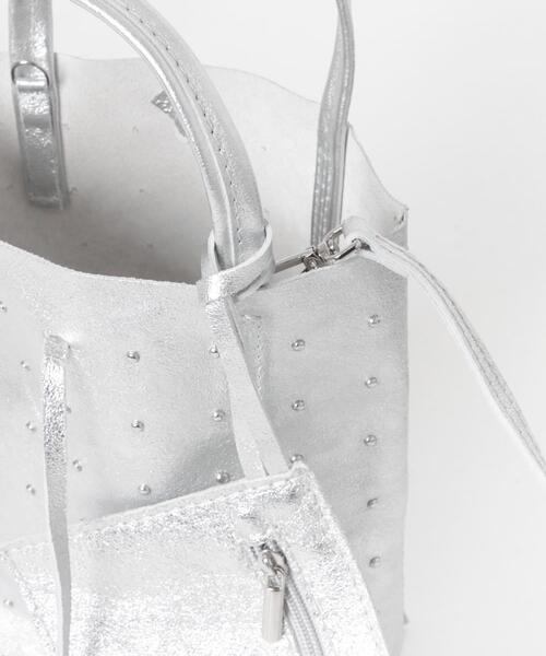 スタッズ付きシルバーハンドバッグ URBAN RESEARCH（アーバンリサーチ） トートバッグ スタッズミニトート