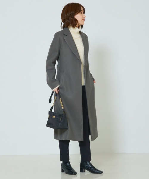 「abahouse mavie」 チェスターコート フリー ブラック レディース_画像6