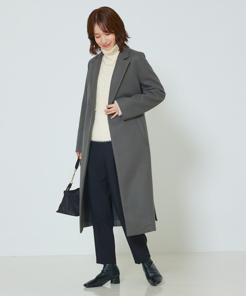 「abahouse mavie」 チェスターコート フリー ブラック レディース_画像8