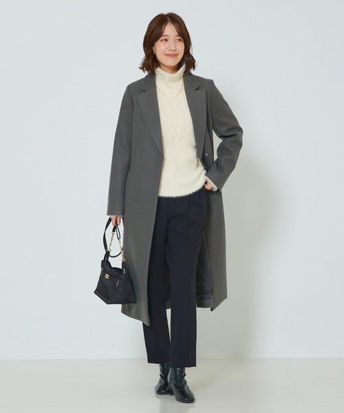 「abahouse mavie」 チェスターコート フリー ブラック レディース_画像9