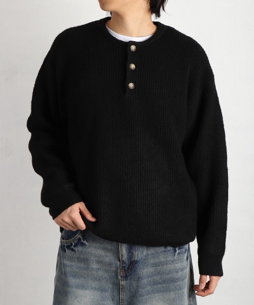 S*I様 Y’s Vネックヘンリーセーター Mサイズ　ブラック S*I様 Y's Vネックヘンリーセーター Mサイズ ブラック