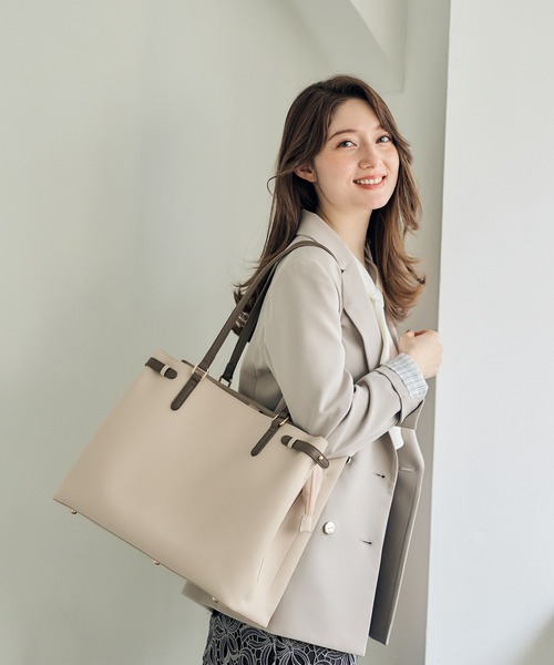 トゥエルブアジェンダ コラボ ベージュ トートバッグ ビジネスバッグ 12Twelve Agenda（トゥエルブ アジェンダ） トートバッグ 大容量配色