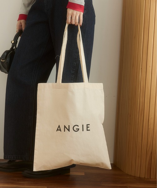 ANGIE トートバッグ ロゴ カラー コットン トート バック（A4収納可