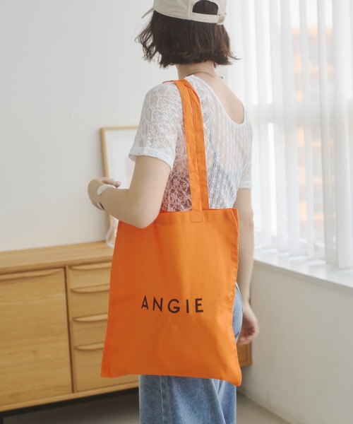 ANGIE トートバッグ ロゴ カラー コットン トート バック（A4収納可