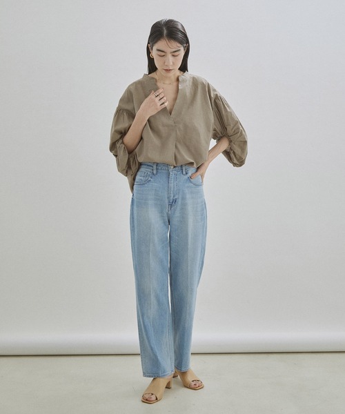 「SALON adam et rope'」 7分袖ブラウス FREE ネイビー レディース_画像3