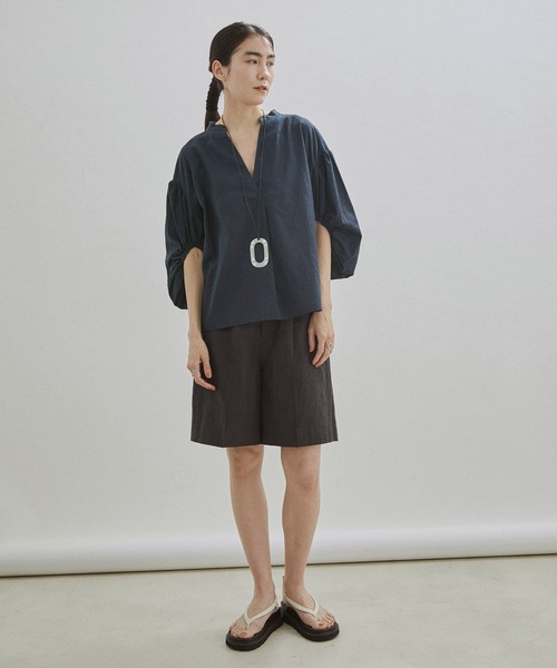 「SALON adam et rope'」 7分袖ブラウス FREE ネイビー レディース_画像4