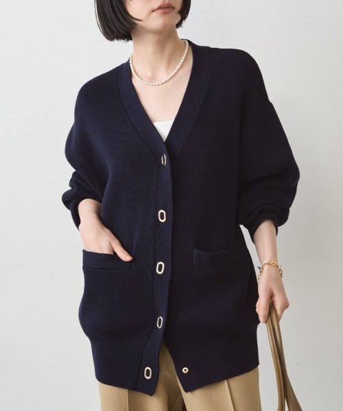ラウンジドレス loungedress 金ボタンニットカーディガン ネイビー ラウンジドレス ケーブルニットカーディガン ネイビー 金ボタン - メルカリ