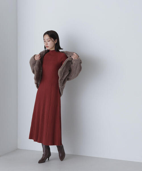 「NATURAL BEAUTY BASIC」 ニットワンピース MEDIUM ネイビー レディース_画像3