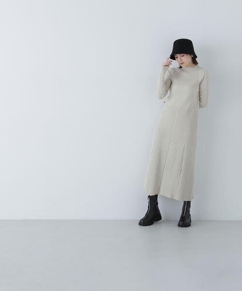 「NATURAL BEAUTY BASIC」 ニットワンピース MEDIUM ネイビー レディース_画像9