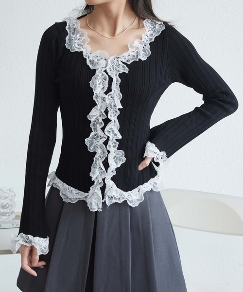 「MAISON DE THERESE」 長袖ニット FREE ブラック レディース_画像3