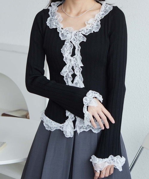 「MAISON DE THERESE」 長袖ニット FREE ブラック レディース_画像5