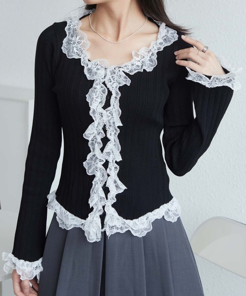 「MAISON DE THERESE」 長袖ニット FREE ブラック レディース_画像6