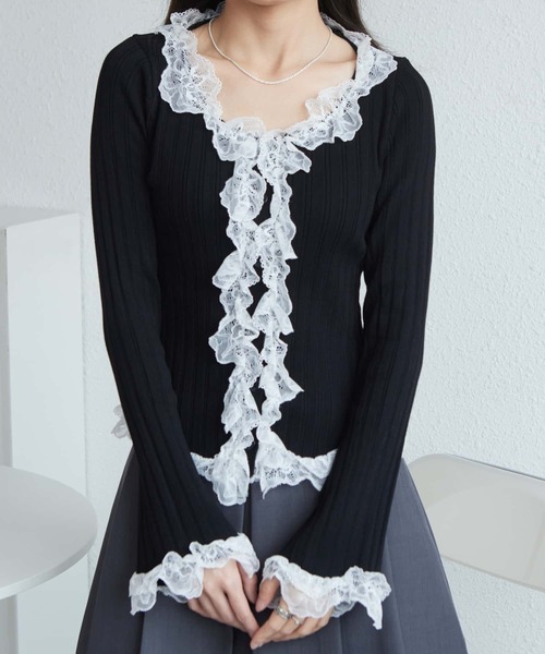 「MAISON DE THERESE」 長袖ニット FREE ブラック レディース_画像7