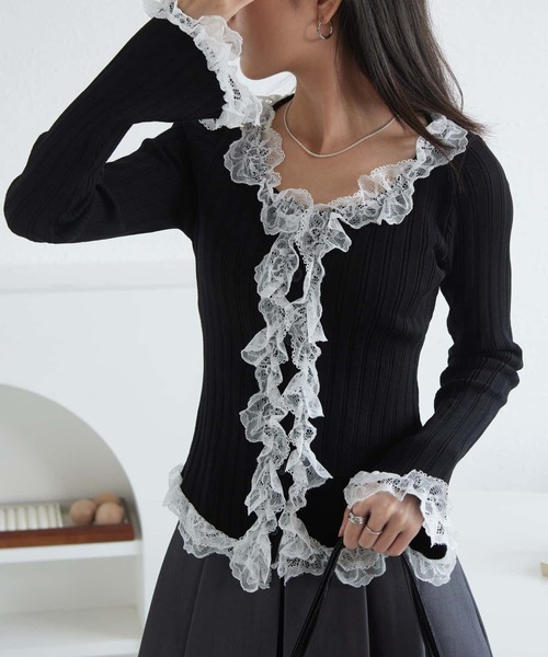 「MAISON DE THERESE」 長袖ニット FREE ブラック レディース_画像9