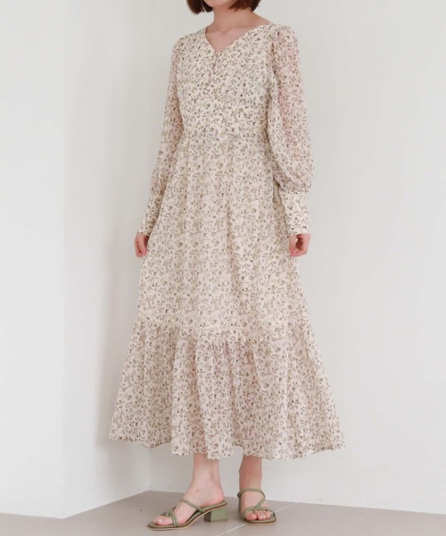 「archives」 長袖ワンピース MEDIUM アイボリー レディース_画像3