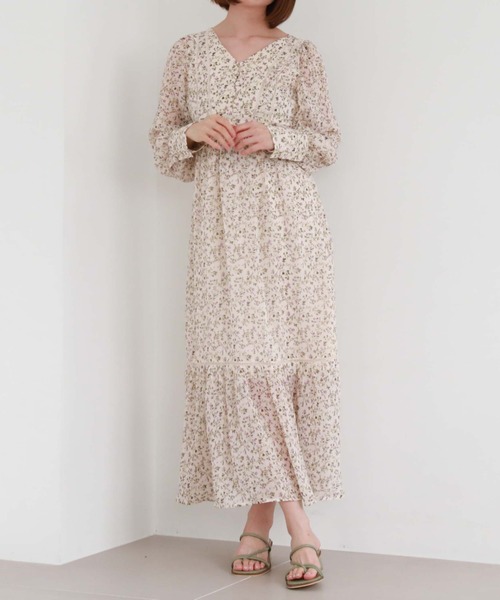 「archives」 長袖ワンピース MEDIUM アイボリー レディース_画像6