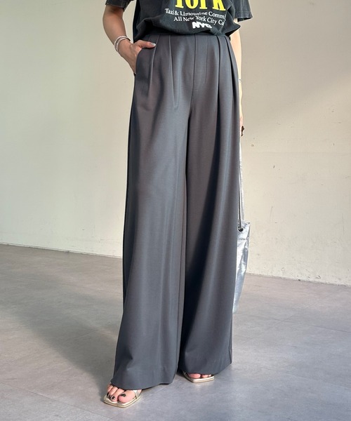 「SHENERY」 イージーパンツ 36 ブラウン レディース_画像3