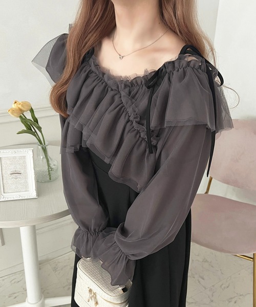 「apres jour」 長袖ブラウス X-LARGE チャコールグレー レディース_画像6