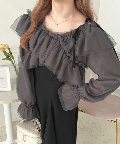 「apres jour」 長袖ブラウス X-LARGE チャコールグレー レディース_画像7