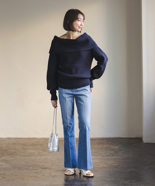 「NOBLE」 長袖ニット - ネイビー レディース_画像6