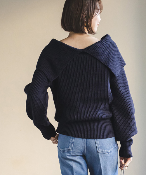 「NOBLE」 長袖ニット - ネイビー レディース_画像8