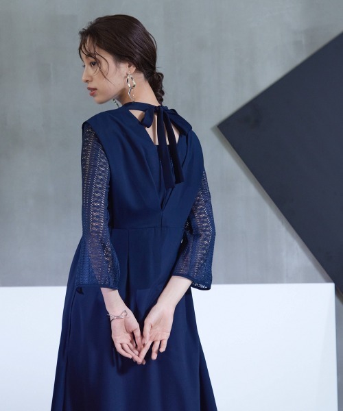 「Callarus」 7分袖ワンピース 6L ブラック レディース_画像2