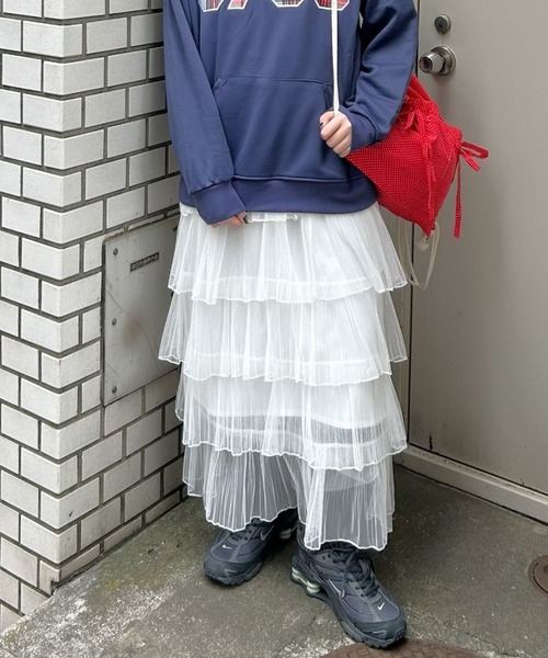 LACーVERT ロング スカート ティアードフリルシアースカート