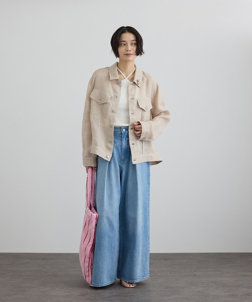 新品 1.9万 ラディエイト デニム Gジャン シアー 異素材 軽い羽織り SALON adam et rope'（サロン アダム エ ロペ） コート アウター