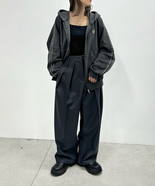 「WHO'S WHO gallery」 ジップアップパーカー FREE ネイビー レディース_画像2