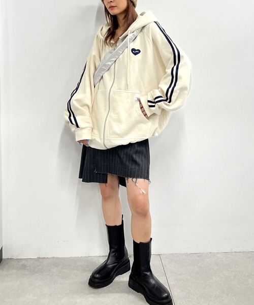 「WHO'S WHO gallery」 ジップアップパーカー FREE ネイビー レディース_画像3