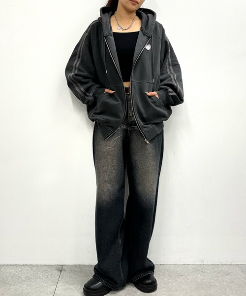 「WHO'S WHO gallery」 ジップアップパーカー FREE ネイビー レディース_画像4