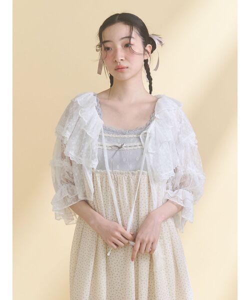 メリージェニー 二輪のチューリップカーディガン　ブラック 花柄　長袖　ガーリー merry jenny 二輪のチューリップカーディガン（ブラック