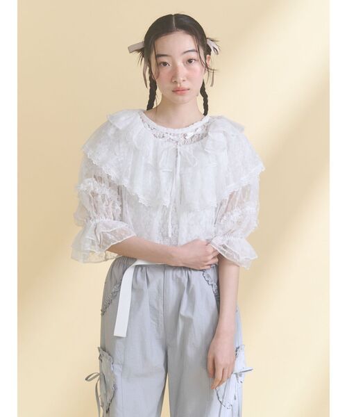 merry jenny（メリージェニー） カーディガン floral sheer bolero