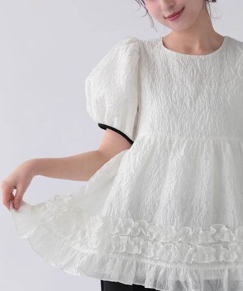 yori 17SS コットンジャガードダブルフリルTee ヨリ yori 17SS コットンジャガードダブルフリルTee ヨリの通販 by rabiusa
