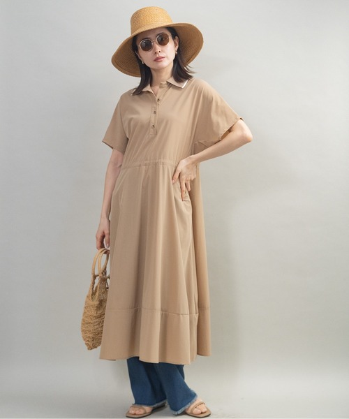 45rpmベージュ ポロシャツ 半袖ロングワンピース ワンピース 半袖 ポロ シャツワンピース : ZOZOTOWN Yahoo!店 - 通販