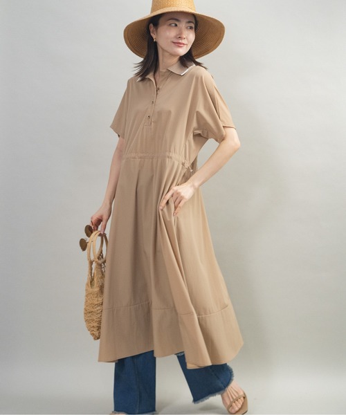 LAUREN ベージュ シャツワンピース 半袖 ワンピース 半袖 ポロ シャツワンピース : ZOZOTOWN Yahoo!店 - 通販