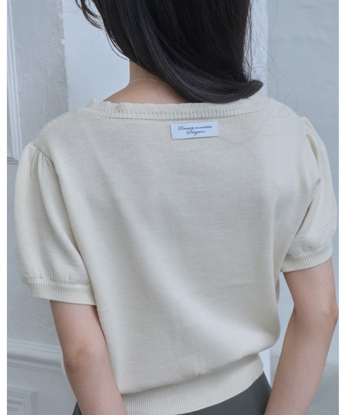 Smyeon カーディガン 半袖 Embroidered short sleeve knit cardigan
