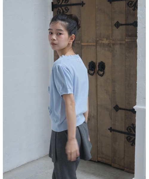 Smyeon カーディガン 半袖 Embroidered short sleeve knit cardigan