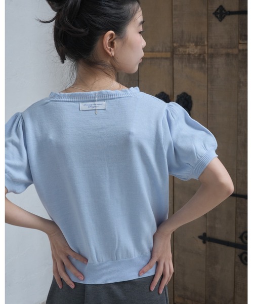 Smyeon カーディガン 半袖 Embroidered short sleeve knit cardigan