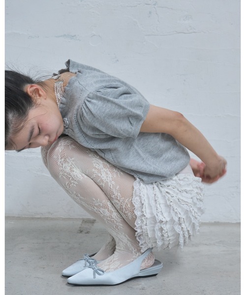 Smyeon カーディガン 半袖 Embroidered short sleeve knit cardigan