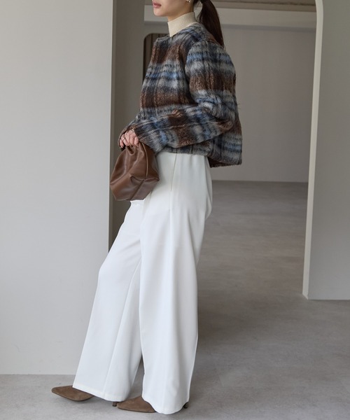 「PREFERIR」 ノーカラージャケット MEDIUM ブラウン レディース_画像7