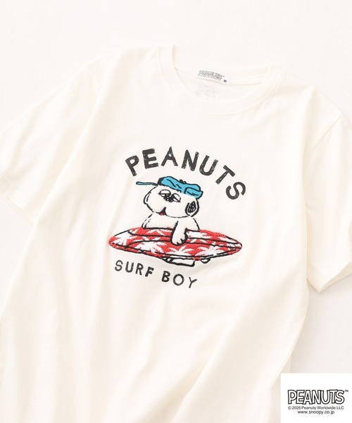 PEANUTS tシャツ 半袖 オラフ柄サガラ刺繍天竺半袖Tシャツ レディース