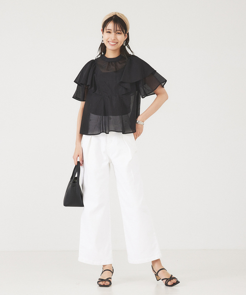 「abahouse mavie」 デニムパンツ 36 サックスブルー レディース_画像3