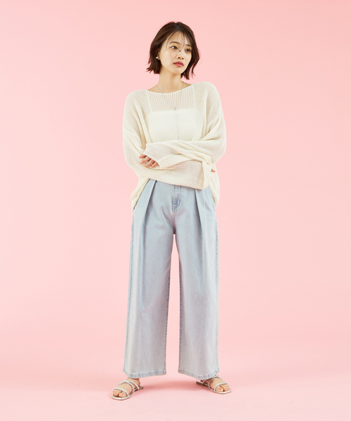 「abahouse mavie」 デニムパンツ 36 サックスブルー レディース_画像6