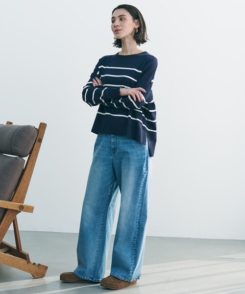 「UNFILO」 デニムパンツ MEDIUM ネイビー レディース_画像6