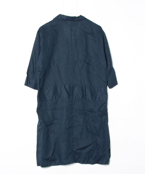 fog linen work 七分袖丈　ワンピース fog linen work（フォグリネンワーク） 7分袖ワンピース - ネイビー