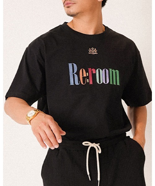 reroom リルーム 半袖シャツ tシャツ Re:room（リルーム） tシャツ カラー ロゴエンブロイダリーTシャツ