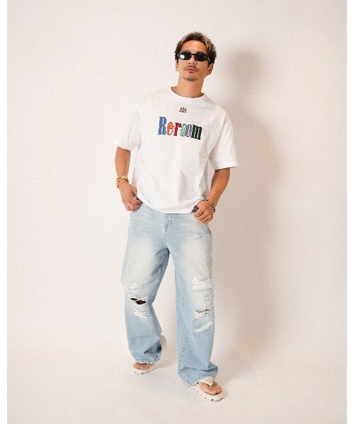 Re:room（リルーム） tシャツ カラー ロゴエンブロイダリーTシャツ