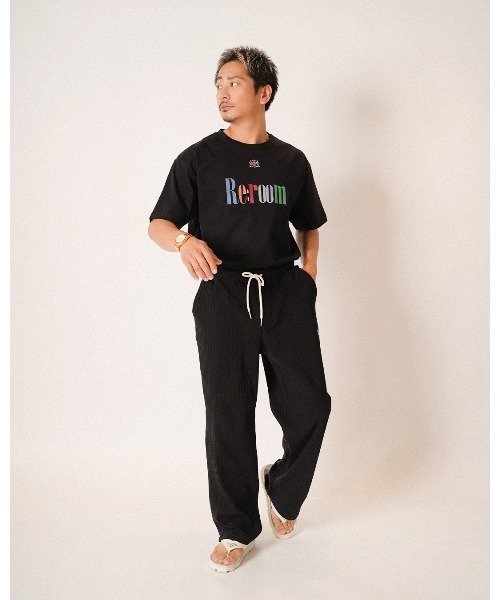 Re:room（リルーム） tシャツ カラー ロゴエンブロイダリーTシャツ