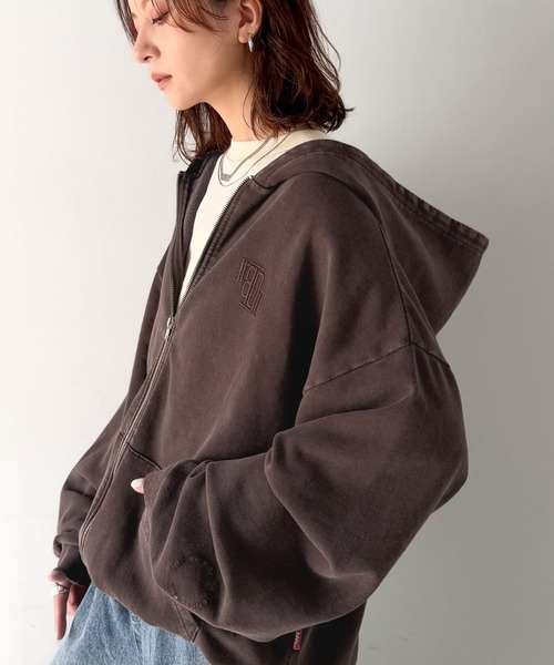 「Java」 ジップアップパーカー MEDIUM チャコール レディース_画像4